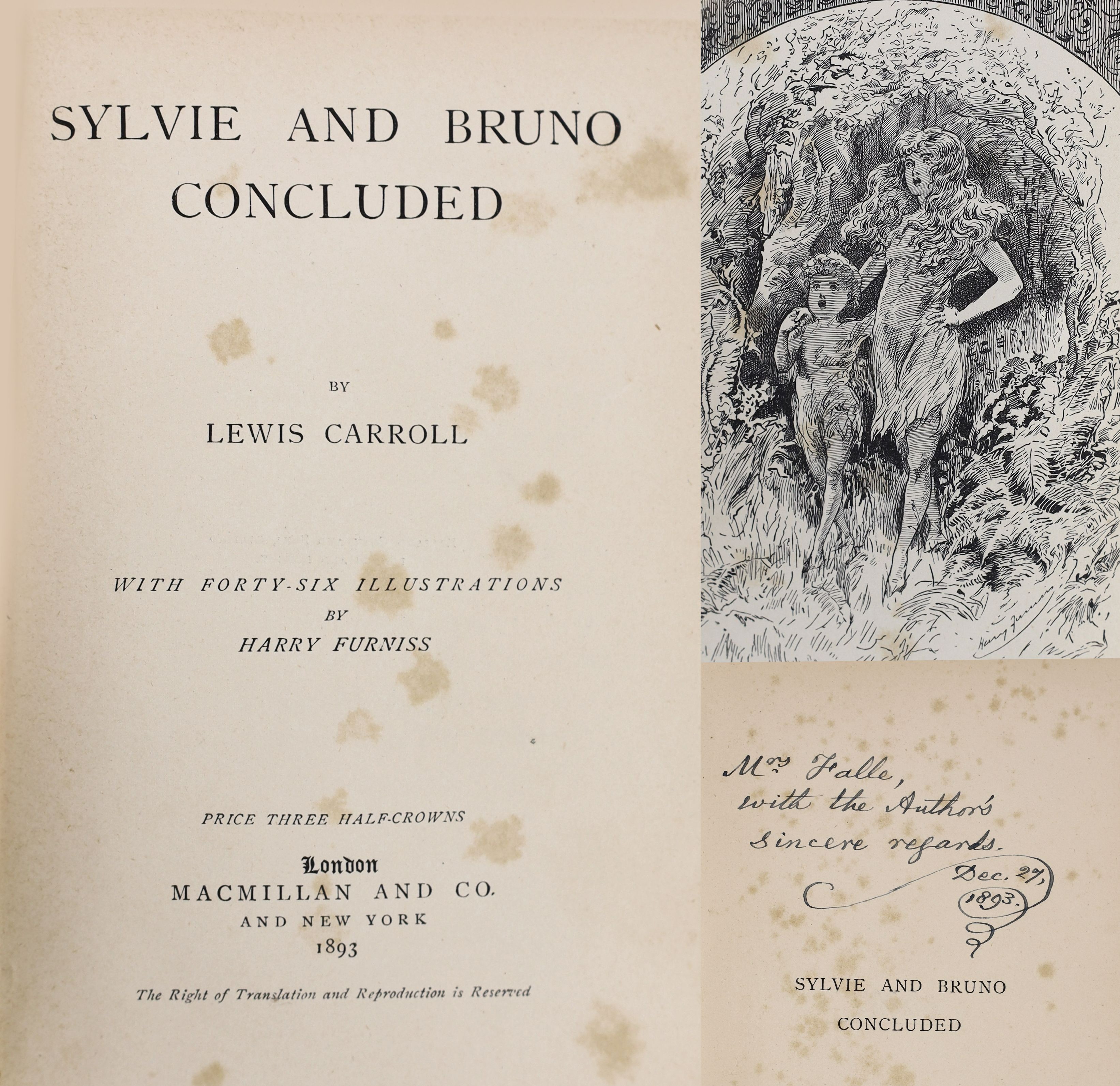 Dodgson, Charles Lutwidge (‘’Lewis Carroll’’) - Sylvie and Bruno Concluded, 1st edition, illustrated by Harry Furniss, advertisements at end, 8vo, original red cloth gilt, all edges gilt, half title inscribed, ‘’Mrs Fall